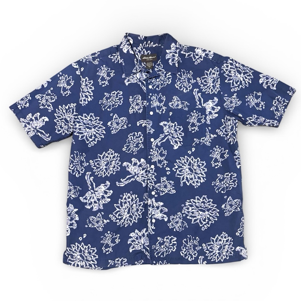 Eddie Bauer Blue Floral Shirt Men’s Large Tall